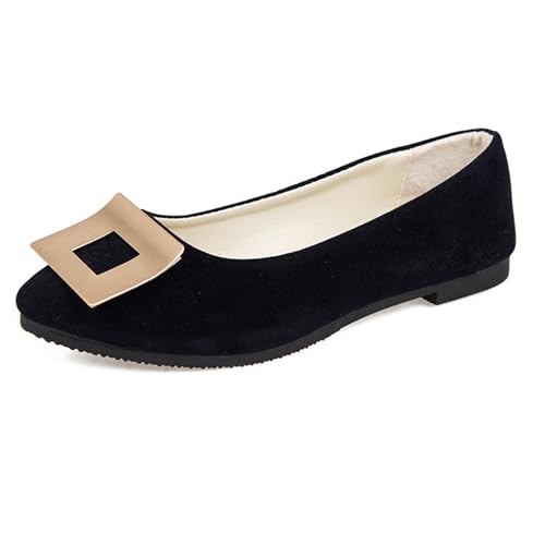 LarDorLin Geschlossen Flach Damen Ohne Verschluss Buro Loafer Arbeit Comfy Wildleder Ballet Dolly Schuhe Driving Flach Schuhe Täglich Schwarz-Blau Gr 40 EU (41 Cn) von LarDorLin