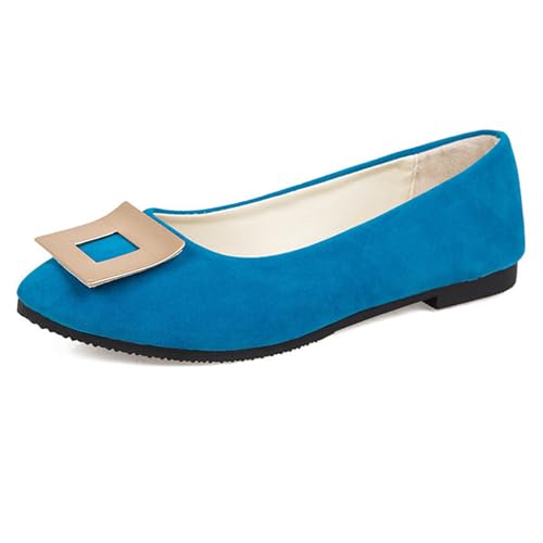 LarDorLin Geschlossen Flach Damen Ohne Verschluss Buro Loafer Arbeit Comfy Wildleder Ballet Dolly Schuhe Driving Flach Schuhe Täglich Sky-Blau Gr 36 EU von LarDorLin