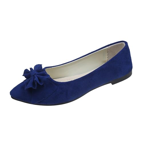 LarDorLin Mädchen-Schulschuhe Mit spitzer Zehenpartie Zum Hineinschlüpfen Bequeme Laufschuhe Mit Schleife Für Den Wildleder Ballerinas Royal-Blau Gr 39 EU (40 Cn) von LarDorLin