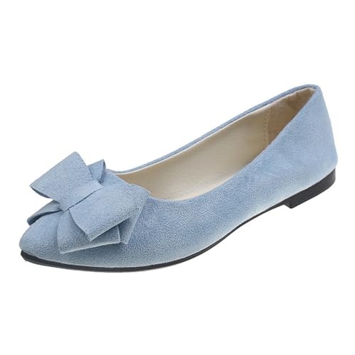 LarDorLin Mädchen-Schulschuhe Mit spitzer Zehenpartie Zum Hineinschlüpfen Bequeme Laufschuhe Mit Schleife Für Den Wildleder Ballerinas Yulanse Gr 37 EU (38 Cn) von LarDorLin