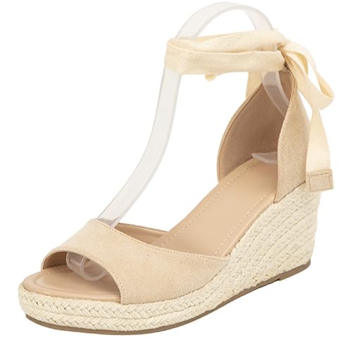 LarDorLin Peep Toe Espadrille Damen Leisure Keilabsatz Plateau Sandals Knöchelriemchen Peep Toe Comfy Schnüren Keilabsatzs T Bar Aprikose Gr 32 EU LarDorLin Peep Toe Espadrille Damen Leisure Keilabsatz Plateau Sandals Knöchelriemchen Peep Toe Comfy Schnüren Keilabsatzs T Bar Aprikose Gr 32 EU von LarDorLin