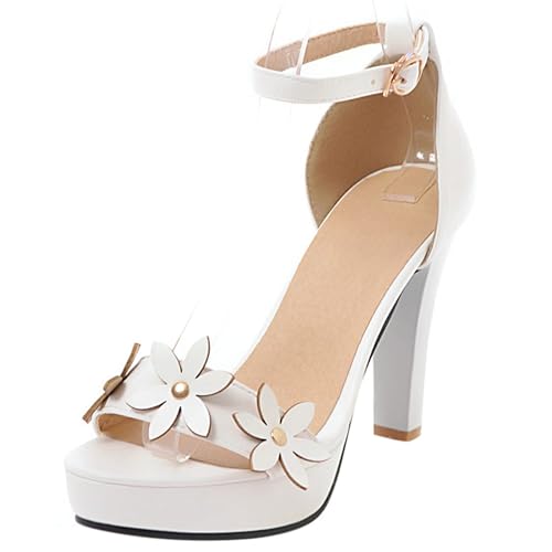 LarDorLin Plateau Höhe Ferse Damen Peep Toe Sandals Bogen Sommer Hochzeit Bride Knöchelriemchen Elegant Blockabsatz Weiß Gr 33 EU LarDorLin Plateau Höhe Ferse Damen Peep Toe Sandals Bogen Sommer Hochzeit Bride Knöchelriemchen Elegant Blockabsatz Weiß Gr 33 EU von LarDorLin