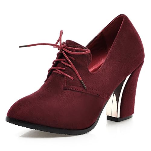 LarDorLin Pointed Toe Oxford Schnüren Damen Blockabsatz Derby Buro Arbeit Klassische Pumps Höhe Ferse Abendschuhe Rotwein Gr 32 EU LarDorLin Pointed Toe Oxford Schnüren Damen Blockabsatz Derby Buro Arbeit Klassische Pumps Höhe Ferse Abendschuhe Rotwein Gr 32 EU von LarDorLin