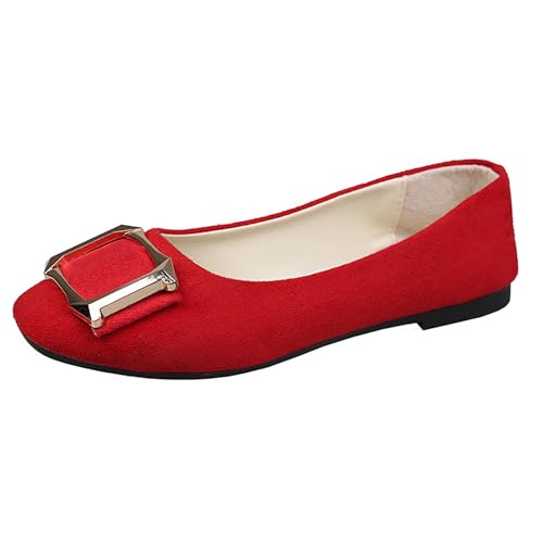 LarDorLin Schnalle Flach Damen Ballet Dolly Schuhe Square Toe Buro Arbeit Loafer Ohne Verschluss Draußen Party Flach Schuhe Comfy Rot Gr 36 EU LarDorLin Schnalle Flach Damen Ballet Dolly Schuhe Square Toe Buro Arbeit Loafer Ohne Verschluss Draußen Party Flach Schuhe Comfy Rot Gr 36 EU von LarDorLin