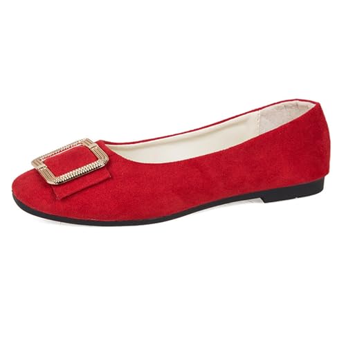 LarDorLin Schnalle Flach Damen Ballet Dolly Schuhe Square Toe Buro Arbeit Loafer Ohne Verschluss Draußen Party Flach Schuhe Comfy Rot Gr 36 EU LarDorLin Schnalle Flach Damen Ballet Dolly Schuhe Square Toe Buro Arbeit Loafer Ohne Verschluss Draußen Party Flach Schuhe Comfy Rot Gr 36 EU von LarDorLin