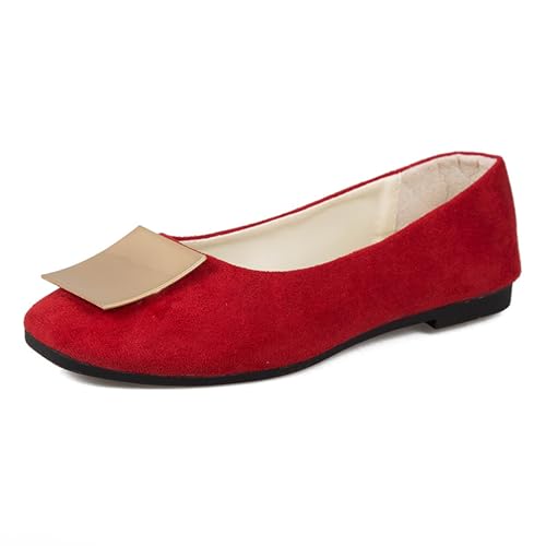 LarDorLin Schnalle Flach Damen Ballet Dolly Schuhe Square Toe Buro Arbeit Loafer Ohne Verschluss Draußen Party Flach Schuhe Comfy Rot Gr 36 EU LarDorLin Schnalle Flach Damen Ballet Dolly Schuhe Square Toe Buro Arbeit Loafer Ohne Verschluss Draußen Party Flach Schuhe Comfy Rot Gr 36 EU von LarDorLin