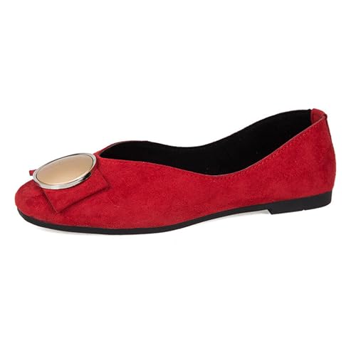 LarDorLin Schnalle Flach Damen Ballet Dolly Schuhe Square Toe Buro Arbeit Loafer Ohne Verschluss Draußen Party Flach Schuhe Comfy Rot Gr 36 EU LarDorLin Schnalle Flach Damen Ballet Dolly Schuhe Square Toe Buro Arbeit Loafer Ohne Verschluss Draußen Party Flach Schuhe Comfy Rot Gr 36 EU von LarDorLin