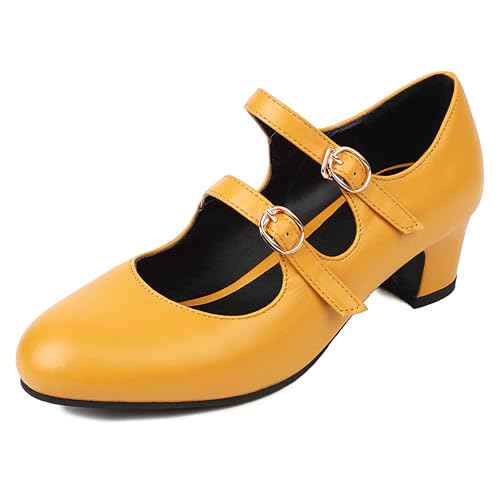 LarDorLin Schnalle Mary Jane Blockabsatz Damen Schuhe Comfy Runde Zehen Knöchelriemchen Formal Pumps Low Mitte Absatz Gelb Gr 34 EU LarDorLin Schnalle Mary Jane Blockabsatz Damen Schuhe Comfy Runde Zehen Knöchelriemchen Formal Pumps Low Mitte Absatz Gelb Gr 34 EU von LarDorLin