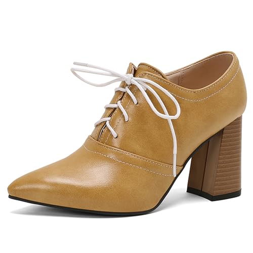 LarDorLin Schnüren Derbies Damen Chunky Heel Pointed Toe Oxford Buro Block High Schuhe Pumps Arbeit Formal Schuhe Gelb Gr 34 EU LarDorLin Schnüren Derbies Damen Chunky Heel Pointed Toe Oxford Buro Block High Schuhe Pumps Arbeit Formal Schuhe Gelb Gr 34 EU von LarDorLin