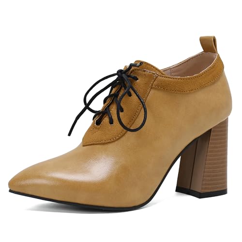 LarDorLin Schnüren Derbies Damen Chunky Heel Pointed Toe Oxford Buro Block High Schuhe Pumps Arbeit Formal Schuhe Gelb Gr 34 EU LarDorLin Schnüren Derbies Damen Chunky Heel Pointed Toe Oxford Buro Block High Schuhe Pumps Arbeit Formal Schuhe Gelb Gr 34 EU von LarDorLin