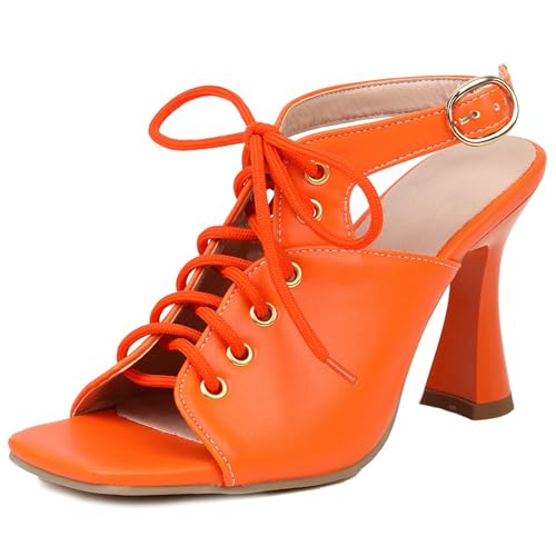 LarDorLin Schnüren Gladiator Damen Höhe Ferse Sandals Slingback Sommer Vintage Block Römersandalen Knöchelriemchen Orange Gr 35 EU LarDorLin Schnüren Gladiator Damen Höhe Ferse Sandals Slingback Sommer Vintage Block Römersandalen Knöchelriemchen Orange Gr 35 EU von LarDorLin