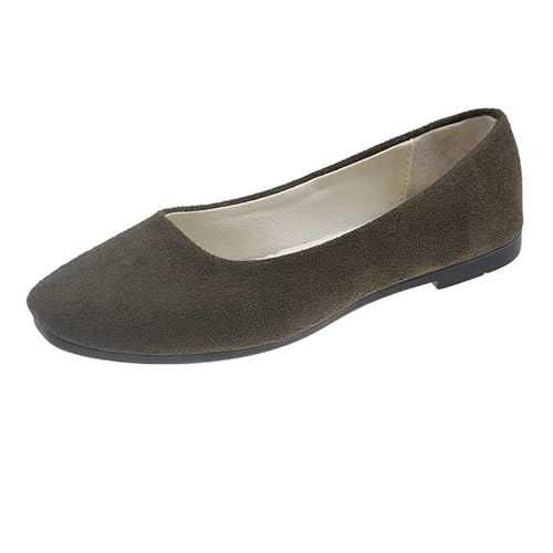 LarDorLin Square Toe Dolly Schuhe Damen Ballet Flach Schuhe Damen Ohne Verschluss Sommer Strand Gehen Flach Schuhe Arbeit Loafer Army-Grün Gr 40.5 EU (42 Cn) von LarDorLin