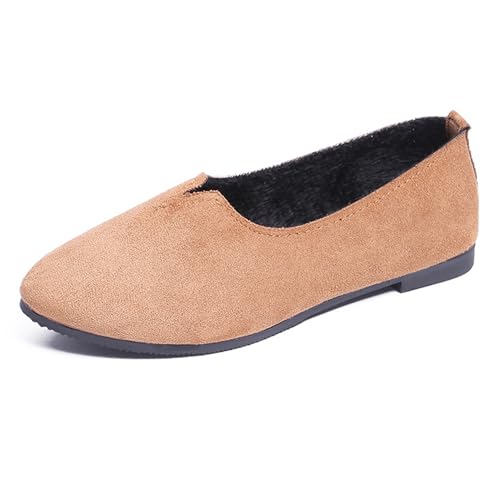 LarDorLin Square Toe Dolly Schuhe Damen Ballet Flach Schuhe Damen Ohne Verschluss Sommer Strand Gehen Flach Schuhe Arbeit Loafer Braun Gr 36.5 EU (37 Cn) von LarDorLin
