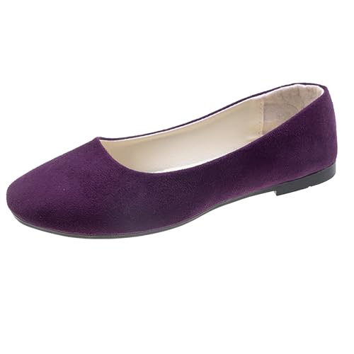 LarDorLin Square Toe Dolly Schuhe Damen Ballet Flach Schuhe Damen Ohne Verschluss Sommer Strand Gehen Flach Schuhe Arbeit Loafer Dark-Violett Gr 41 EU (43 Cn) von LarDorLin