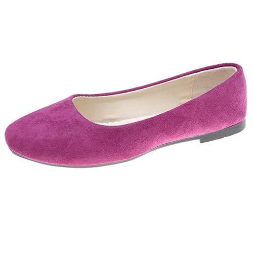 LarDorLin Square Toe Dolly Schuhe Damen Ballet Flach Schuhe Damen Ohne Verschluss Sommer Strand Gehen Flach Schuhe Arbeit Loafer Grape-Violett Gr 40.5 EU (42 Cn) von LarDorLin