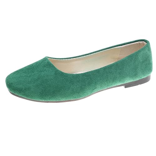 LarDorLin Square Toe Dolly Schuhe Damen Ballet Flach Schuhe Damen Ohne Verschluss Sommer Strand Gehen Flach Schuhe Arbeit Loafer Grass-Grün Gr 40.5 EU (42 Cn) von LarDorLin