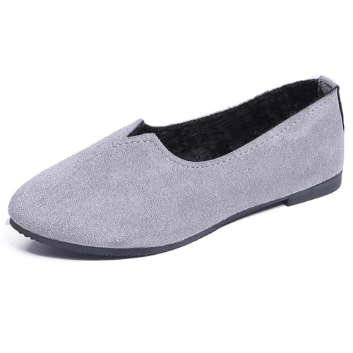 LarDorLin Square Toe Dolly Schuhe Damen Ballet Flach Schuhe Damen Ohne Verschluss Sommer Strand Gehen Flach Schuhe Arbeit Loafer Grau Gr 36.5 EU (37 Cn) von LarDorLin