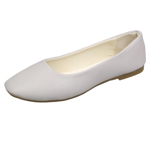 LarDorLin Square Toe Dolly Schuhe Damen Ballet Flach Schuhe Damen Ohne Verschluss Sommer Strand Gehen Flach Schuhe Arbeit Loafer Grau Gr 40.5 EU (42 Cn) von LarDorLin