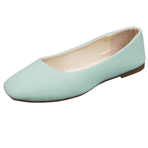 LarDorLin Square Toe Dolly Schuhe Damen Ballet Flach Schuhe Damen Ohne Verschluss Sommer Strand Gehen Flach Schuhe Arbeit Loafer Grün Gr 40.5 EU (42 Cn) von LarDorLin