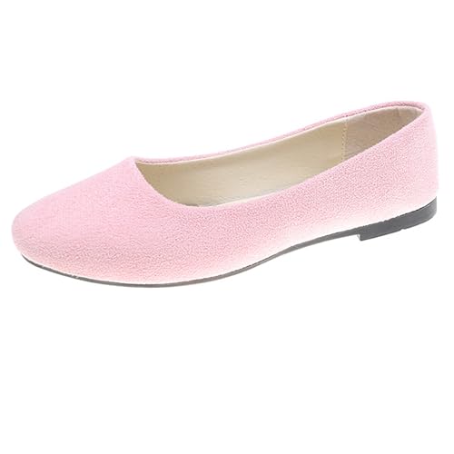 LarDorLin Square Toe Dolly Schuhe Damen Ballet Flach Schuhe Damen Ohne Verschluss Sommer Strand Gehen Flach Schuhe Arbeit Loafer Light-Pink Gr 40.5 EU (42 Cn) von LarDorLin
