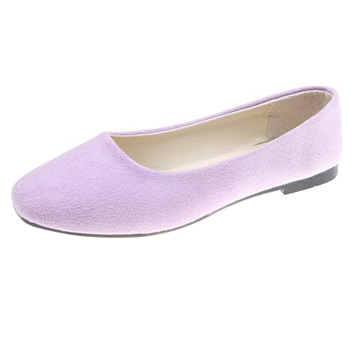 LarDorLin Square Toe Dolly Schuhe Damen Ballet Flach Schuhe Damen Ohne Verschluss Sommer Strand Gehen Flach Schuhe Arbeit Loafer Light-Violett Gr 40 EU (41 Cn) von LarDorLin