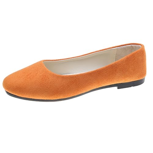 LarDorLin Square Toe Dolly Schuhe Damen Ballet Flach Schuhe Damen Ohne Verschluss Sommer Strand Gehen Flach Schuhe Arbeit Loafer Orange Gr 40 EU (41 Cn) von LarDorLin
