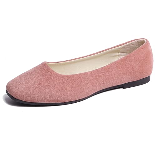 LarDorLin Square Toe Dolly Schuhe Damen Ballet Flach Schuhe Damen Ohne Verschluss Sommer Strand Gehen Flach Schuhe Arbeit Loafer Pink Gr 39 EU (40 Cn) von LarDorLin