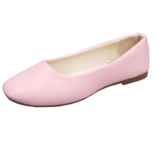 LarDorLin Square Toe Dolly Schuhe Damen Ballet Flach Schuhe Damen Ohne Verschluss Sommer Strand Gehen Flach Schuhe Arbeit Loafer Pink Gr 40.5 EU (42 Cn) von LarDorLin