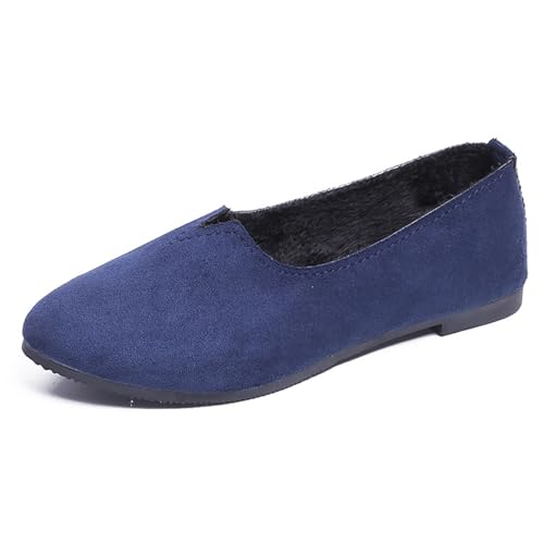 LarDorLin Square Toe Dolly Schuhe Damen Ballet Flach Schuhe Damen Ohne Verschluss Sommer Strand Gehen Flach Schuhe Arbeit Loafer Schwarz-Blau Gr 35 EU von LarDorLin