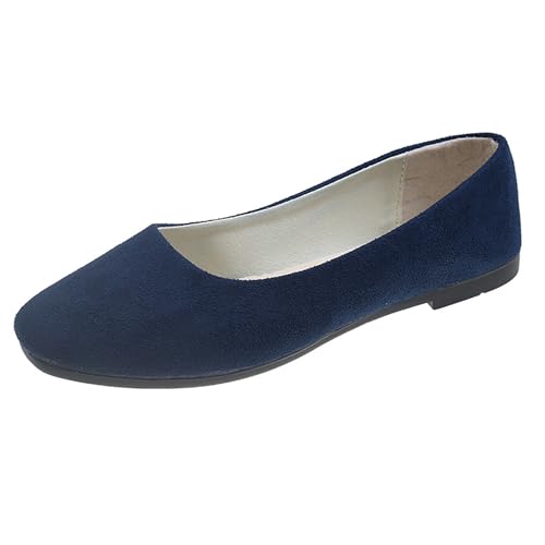 LarDorLin Square Toe Dolly Schuhe Damen Ballet Flach Schuhe Damen Ohne Verschluss Sommer Strand Gehen Flach Schuhe Arbeit Loafer Schwarz-Blau Gr 40.5 EU (42 Cn) von LarDorLin