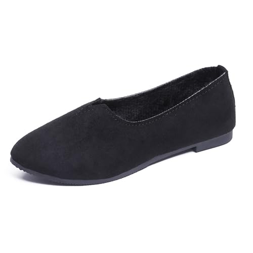 LarDorLin Square Toe Dolly Schuhe Damen Ballet Flach Schuhe Damen Ohne Verschluss Sommer Strand Gehen Flach Schuhe Arbeit Loafer Schwarz Gr 38 EU (39 Cn) von LarDorLin