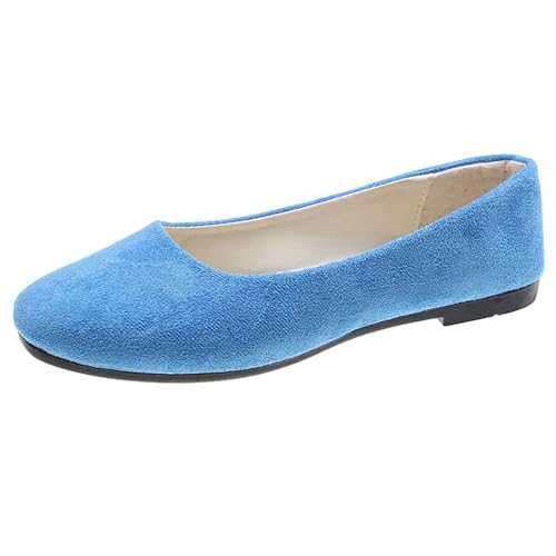 LarDorLin Square Toe Dolly Schuhe Damen Ballet Flach Schuhe Damen Ohne Verschluss Sommer Strand Gehen Flach Schuhe Arbeit Loafer Sky-Blau Gr 40 EU (41 Cn) von LarDorLin