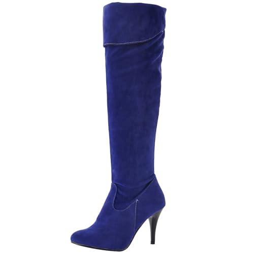 LarDorLin Stilettos Damen Stretch Overknee Stiefel Ohne Verschluss Winter Warm Höhe Ferse Elegant Overknees Stiefel Buro Blau Gr 33 EU LarDorLin Stilettos Damen Stretch Overknee Stiefel Ohne Verschluss Winter Warm Höhe Ferse Elegant Overknees Stiefel Buro Blau Gr 33 EU von LarDorLin