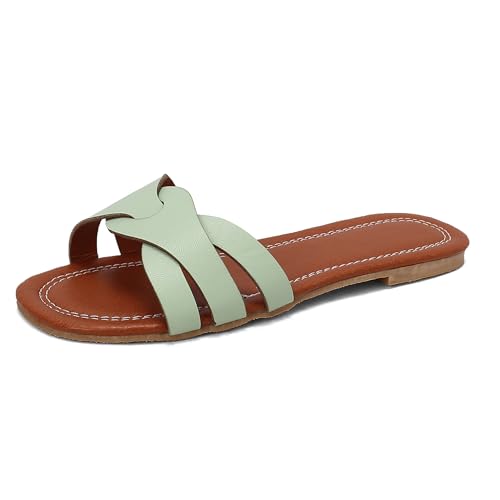 LarDorLin Strand Pantoffeln Damen Draußen Flip Flops Offene Zeh Hausschuhe Pantoffeln Leisure Sommer Sandales Komfort Outdooe Mule Grün Gr 40 EU (41 CN) von LarDorLin