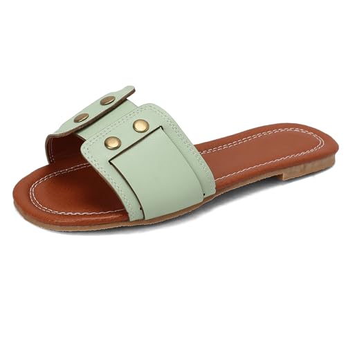 LarDorLin Strand Pantoffeln Damen Draußen Flip Flops Offene Zeh Hausschuhe Pantoffeln Leisure Sommer Sandales Komfort Outdooe Mule Grün Gr 40.5 EU (42 CN) von LarDorLin