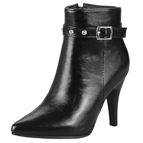 LarDorLin Winter Stilettos Damen Pointed Toe Stiefeletten Buro Formal Höhe Ferse Zip Chelsea Elegant Bridal Stiefeletten Schwarz Gr 36.5 EU (37 Cn) von LarDorLin