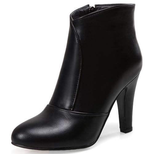 LarDorLin Winter Stilettos Damen Pointed Toe Stiefeletten Buro Formal Höhe Ferse Zip Chelsea Elegant Bridal Stiefeletten Schwarz Gr 47 EU (49 Cn) von LarDorLin