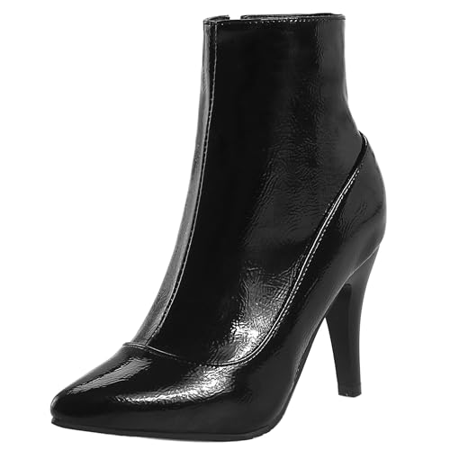 LarDorLin Winter Stilettos Damen Pointed Toe Stiefeletten Buro Formal Höhe Ferse Zip Chelsea Elegant Bridal Stiefeletten Schwarz Gr 49 EU (51 Cn) von LarDorLin