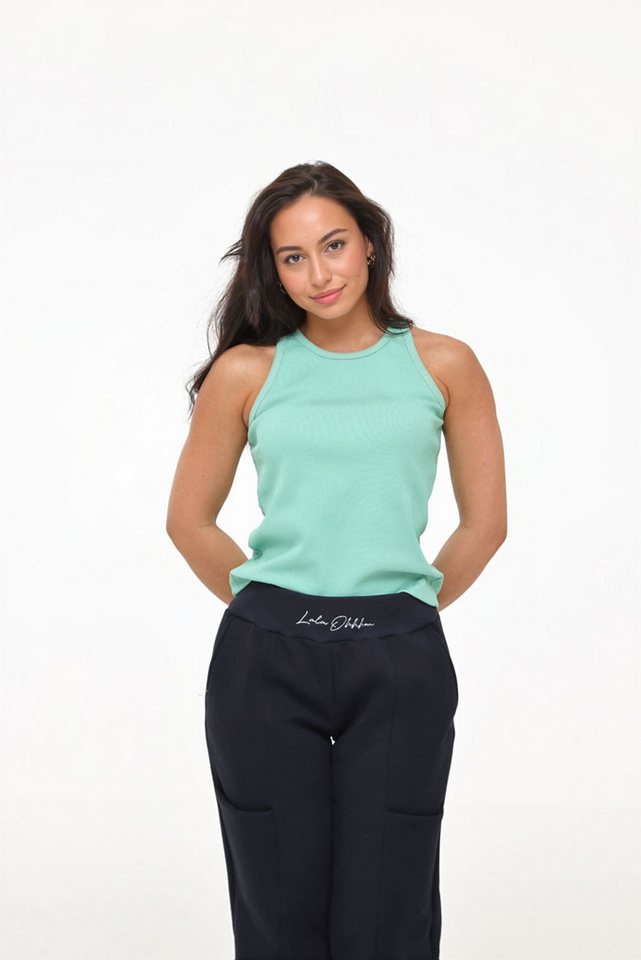 Lara Laurén Ripptanktop Duud Damen Racerback Ripptanktop, gestickte Lotusblüte, Baumwoll-Mix von Lara Laurén