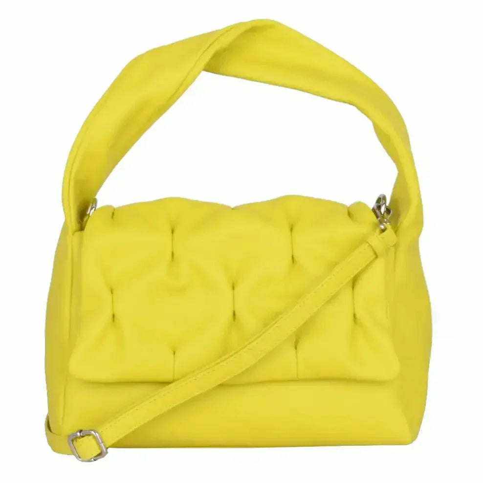 Schultertasche Bologna Crincle Flap 27 cm Lemon Gelb von Lara Lauren