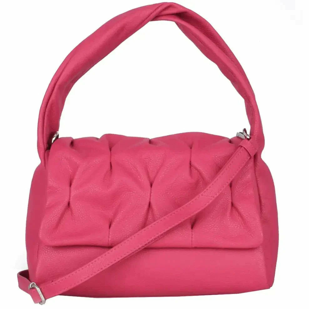 Schultertasche Bologna Crincle Flap 27 cm Pink von Lara Lauren