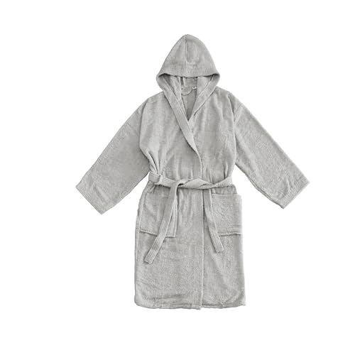LARA MORADA - Bademantel für Damen und Herren aus 100 % reiner Baumwolle, einfarbig, Bademantel aus weichem Baumwollfrottee mit Kapuze, Unisex, 450 g/m², perlgrau, L LARA MORADA - Bademantel für Damen und Herren aus 100 % reiner Baumwolle, einfarbig, Bademantel aus weichem Baumwollfrottee mit Kapuze, Unisex, 450 g/m², perlgrau, L von Lara Morada