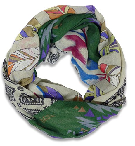 Lara & Anica - Modal Azteken Loop Schal grün lila beige - Schlauchschal Rundschal - Gr. 2 x 90 x 100 cm von Lara & Anica