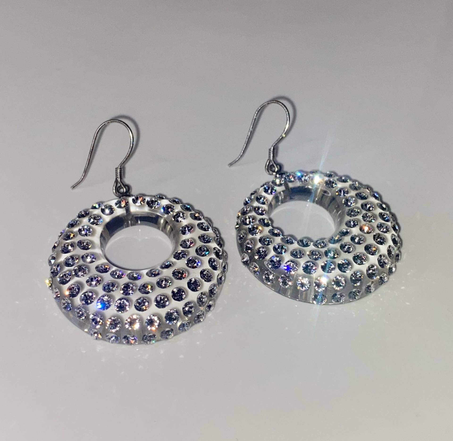 Klare Lucite-Ohrringe Für Frauen, Kristallohrringe, Transparente Ohrringe, Einzigartiger Schmuck, Baumelnde Glitzernde Runde Form von LaraGlamJewelry