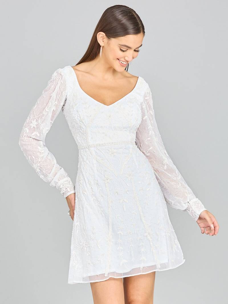 Lara 51116 - V-Ausschnitt, Langarm Braut Cocktailkleid von LaraNewYork
