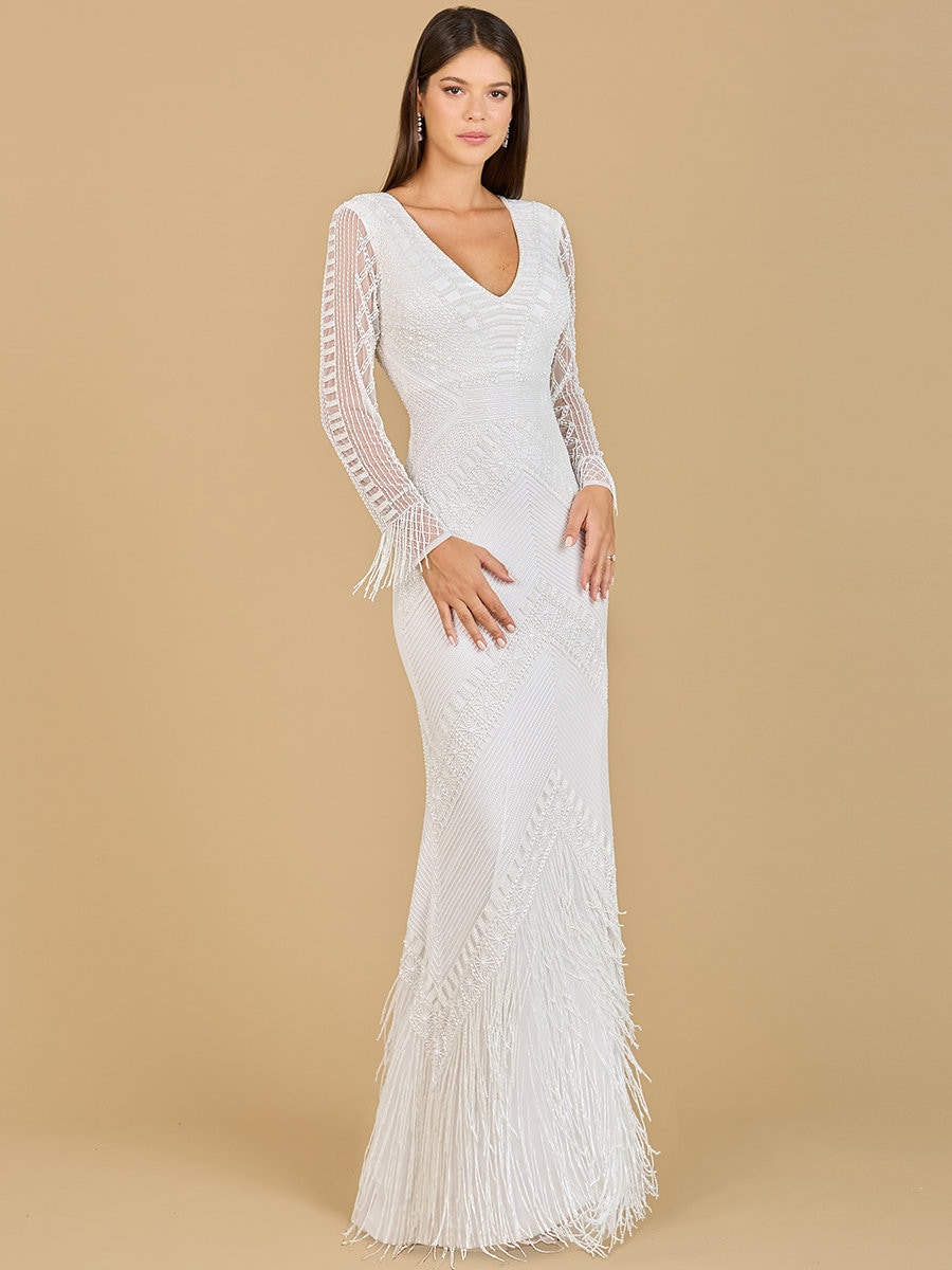 Lara 51139 - Langarm Fransen Brautkleid von LaraNewYork