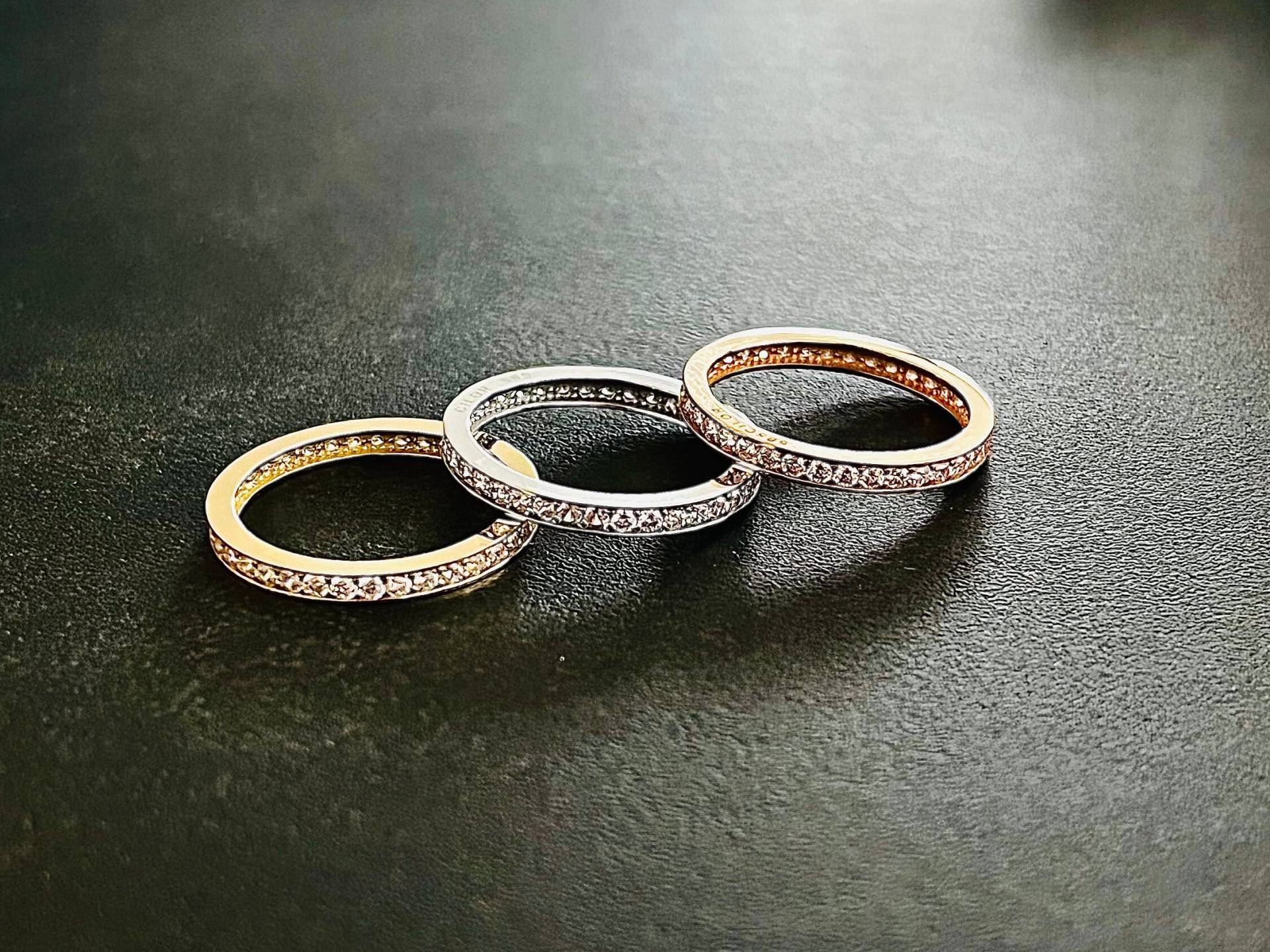 Memory Ring, Vorsteckring, Verlobungsring, 585 Gold, Besonders, Modern, Schmuck, Zirkon, Brillantschliff, Stapelring von LaraUnique