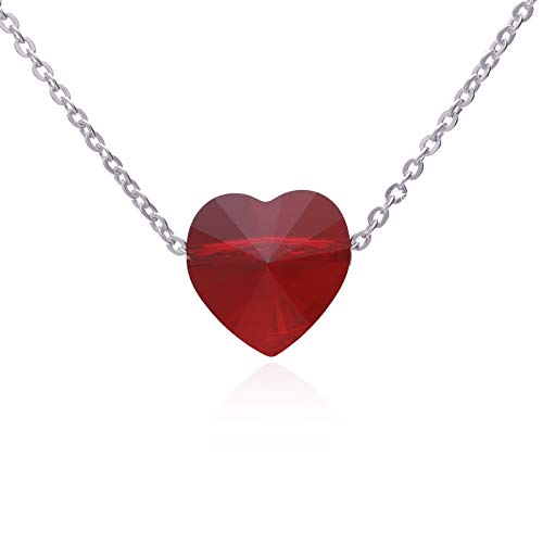 Herzkette Silber 925 Halskette Damen Silber mit Swarovski Elements Crystal Herz Anhänger Rot zum Muttertag oder Geburtstagsgeschenk für Frauen und Mädchen Herzkette Silber 925 Halskette Damen Silber mit Swarovski Elements Crystal Herz Anhänger Rot zum Muttertag oder Geburtstagsgeschenk für Frauen und Mädchen von LaraZeidler Berlin