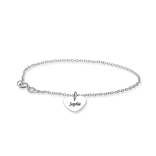 LaraZeidler Berlin Damen Armband mit Namen Gravur Herz Anhänger personalisierte Wunschgravur für Frauen 925 Silber von LaraZeidler Berlin