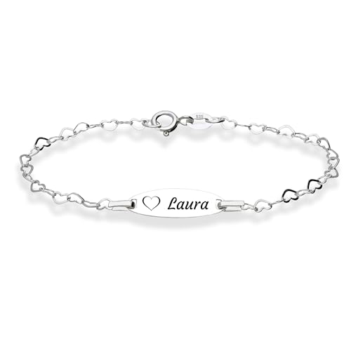 LaraZeidler Berlin Damen Armband personalisiert 925 Silber - Silberarmband mit Gravur - Herz - personalisierter Schmuck- Namensarmband-Wunschgravur von LaraZeidler Berlin